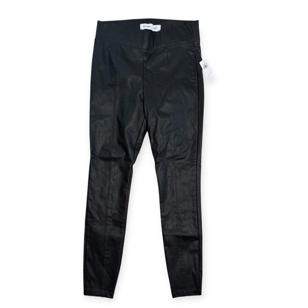 Old Navy Stevie High Rise Faux Leather Pants Black Skinny Leg Womens Size Small